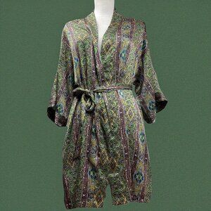 Victorias Secret XS Silky Satin Robe Cover-up Boho Kimono Style
